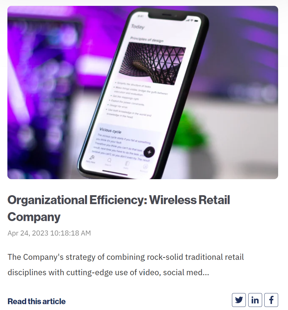 Organizational Efficiency Wireless Retail Company-1